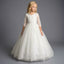 Girls White or Ivory Lace Glitter Formal Dress with 3/4 Sleeves