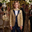 Boys Gold Jacquard Tuxedo Suit | Navy Blue Formal Suit | Ring Bearer Outfit | Wedding Tuxedo for Boys