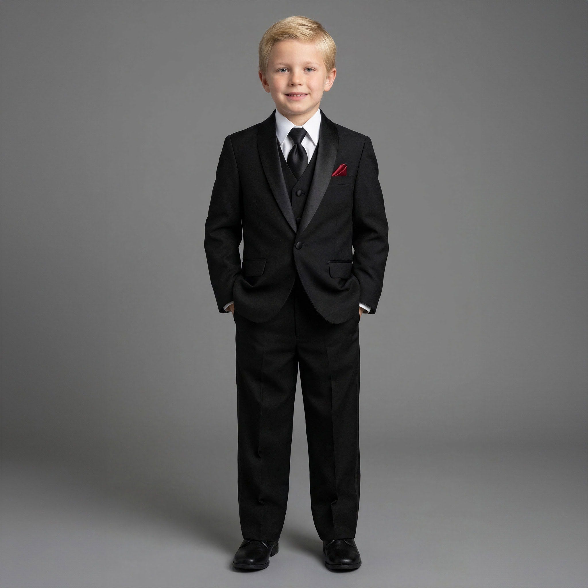 Boy's Black Tuxedo with Satin Shawl Lapel Secondary image